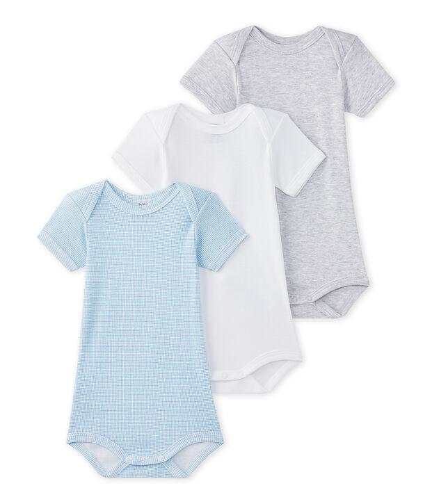 Lot de 3 bodies b&eacute;b&eacute; gar&ccedil;on manches courtes blanc