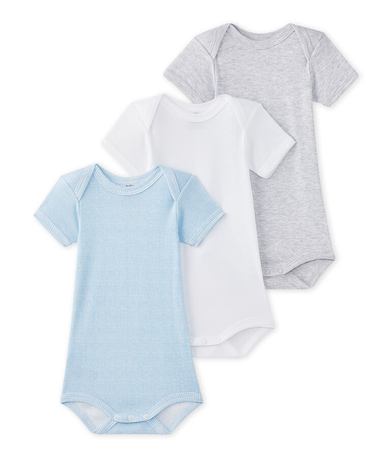 Lot de 3 bodies b&eacute;b&eacute; gar&ccedil;on manches courtes blanc