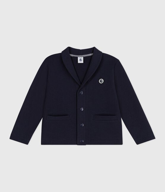 Cardigan enfant en coton uni bleu SMOKING