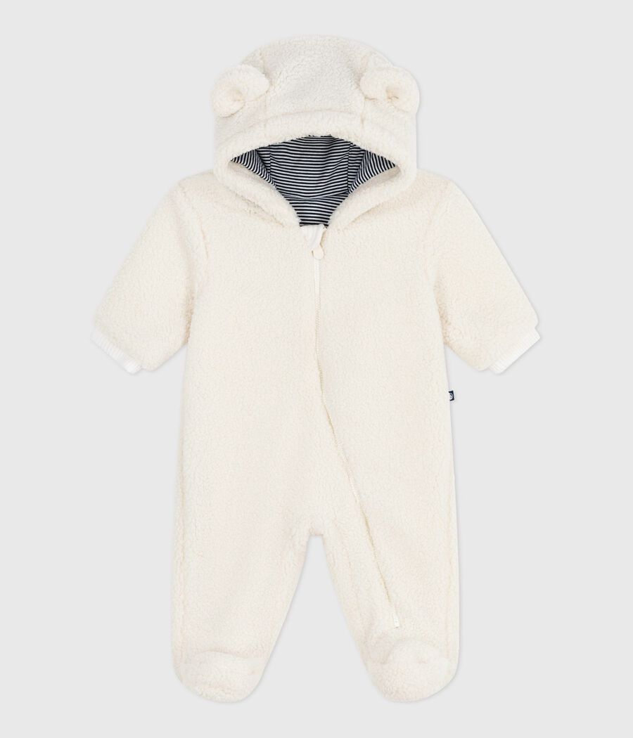 Combi pilote bébé en sherpa avec oreilles et doublée milleraies (Petit Bateau) - Couverture