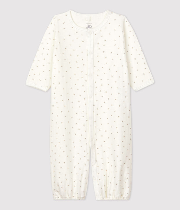 Combinaison b&eacute;b&eacute; en coton biologique blanc/gris
