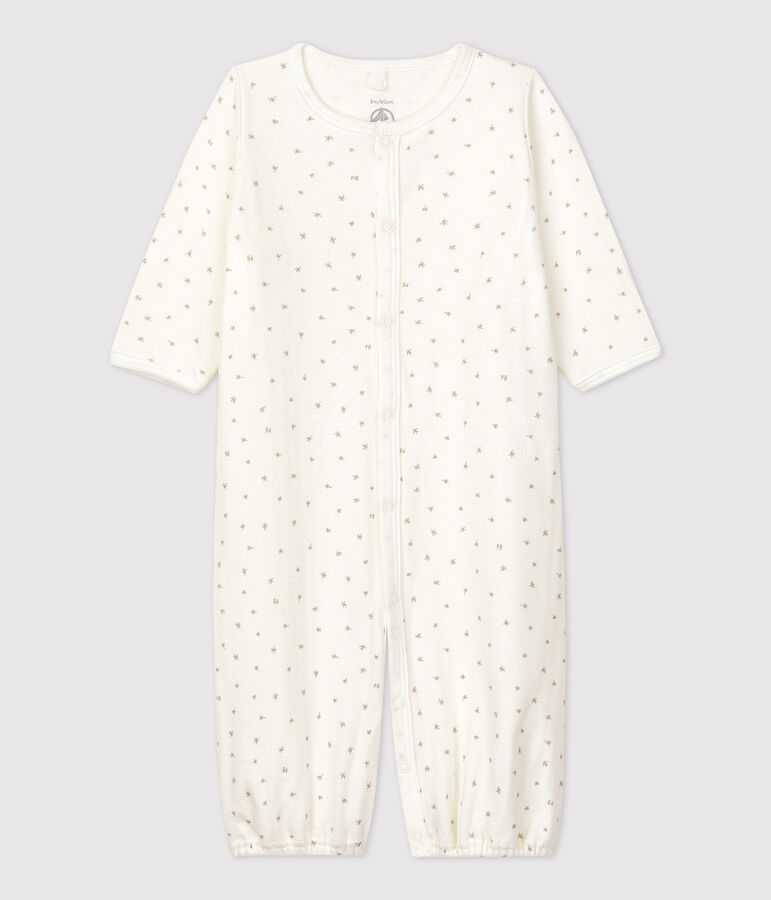 Combinaison b&eacute;b&eacute; en coton biologique blanc/gris