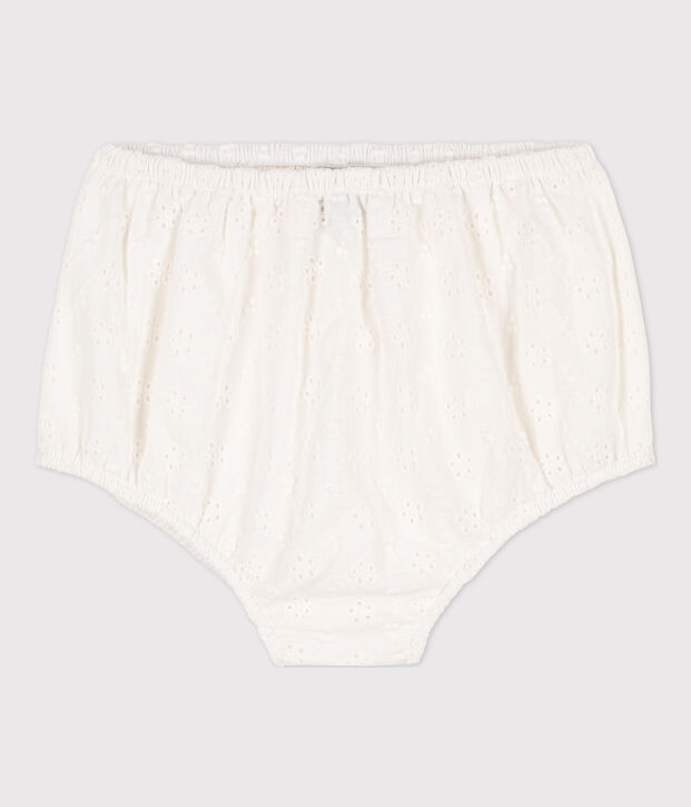 Culotte bloomer b&eacute;b&eacute; en broderie anglaise blanc