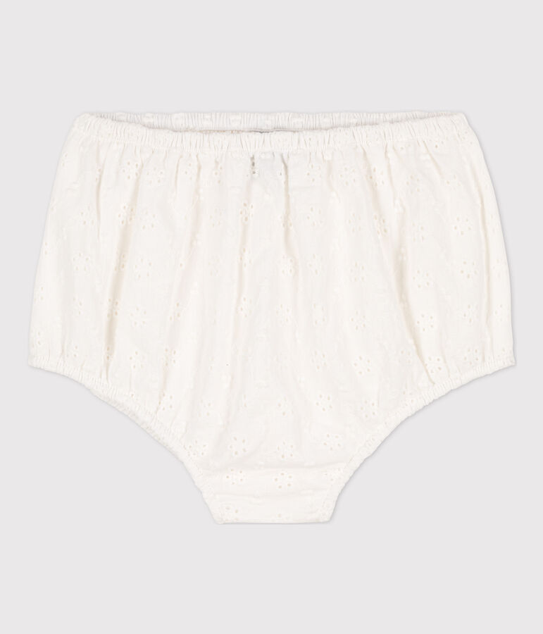 Culotte bloomer b&eacute;b&eacute; en broderie anglaise blanc MARSHMALLOW
