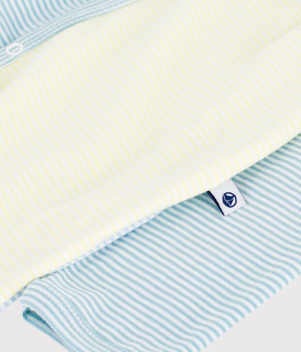 Pyjama b&eacute;b&eacute; en coton imprim&eacute; &agrave; rayures vert/blanc