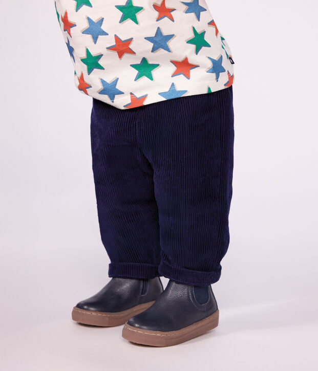 Pantalon de jogging b&eacute;b&eacute; mixte en coton uni bleu marine