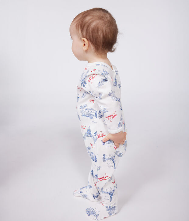 Pyjama b&eacute;b&eacute; en coton Paris blanc/multicouleur