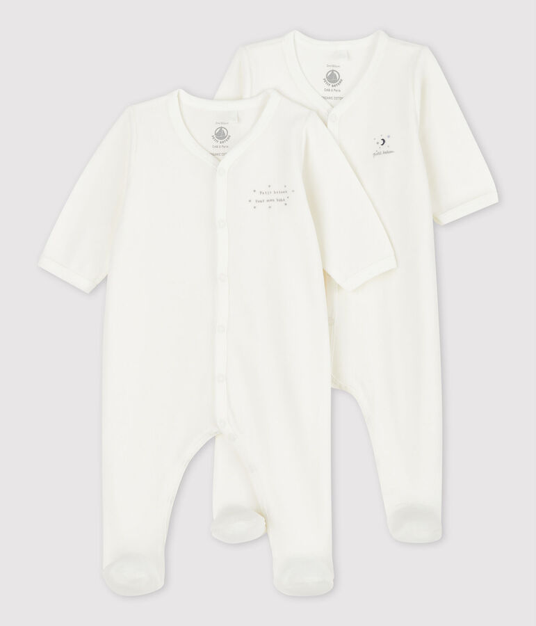 Lot de 2 dors-bien blanc b&eacute;b&eacute; en velours de coton biologique variante 1