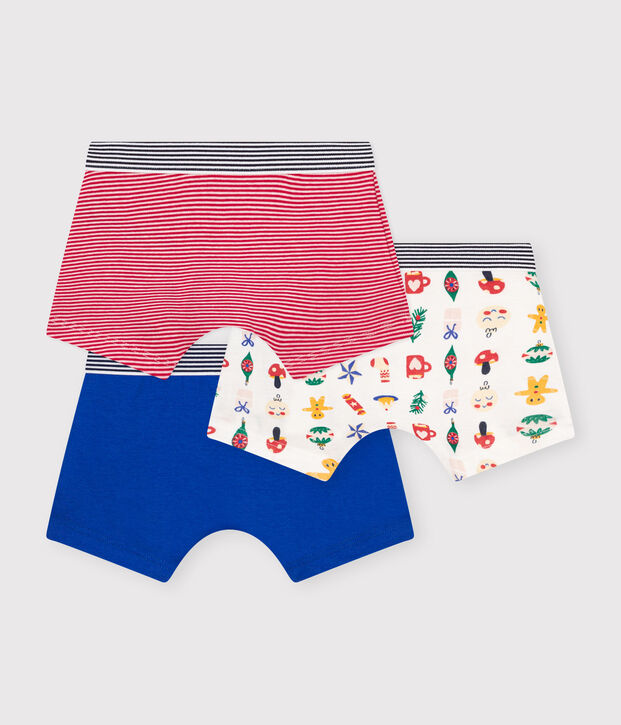 Lot de 3 boxers No&euml;l en coton enfant multicouleur