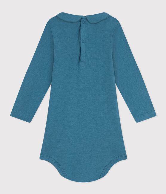 Body manches longues col claudine en coton bébé bleu POLOCHON