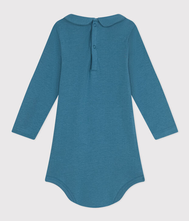 Body manches longues col claudine en coton b&eacute;b&eacute; bleu