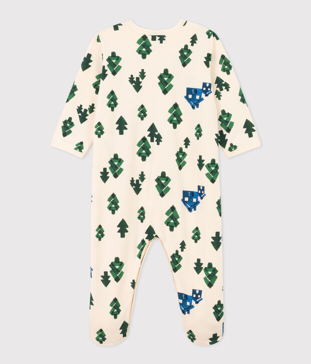 Pyjama b&eacute;b&eacute; sapins en molleton &eacute;cru/multicouleur