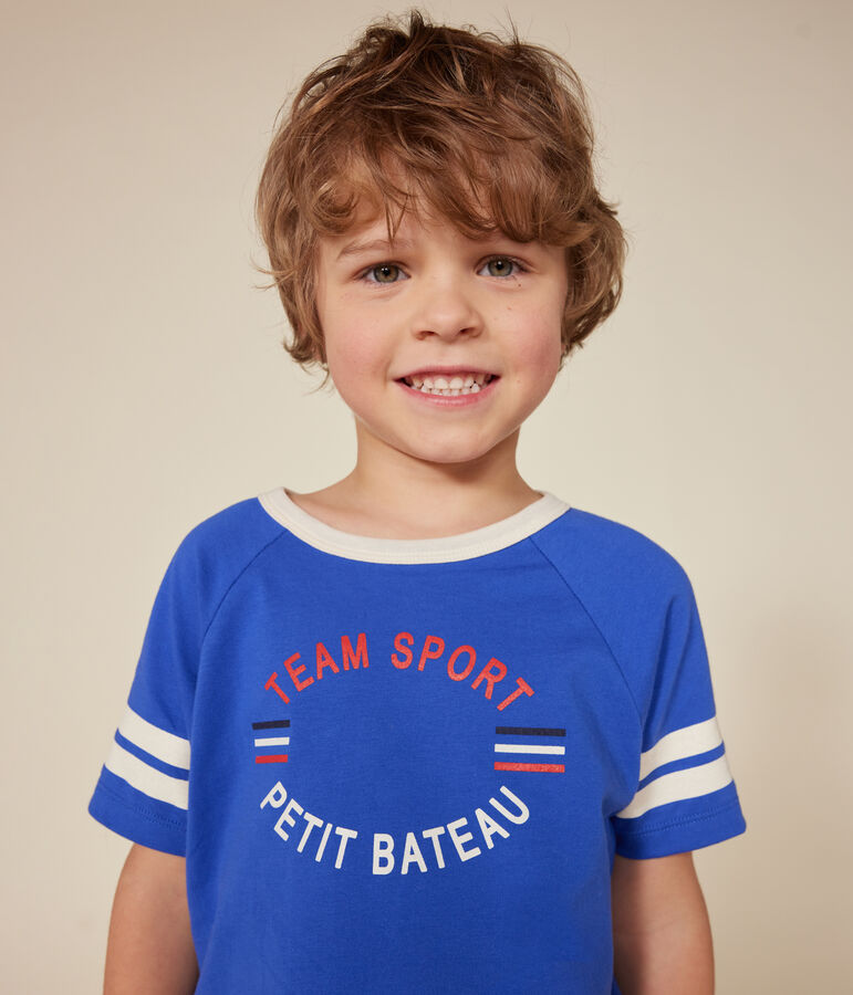 Tee-shirt manches courtes en jersey fin enfant gar&ccedil;on bleu CALVIN