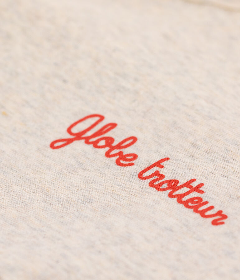 T-shirt col rond  s&eacute;rigraphi&eacute; en coton Femme beige