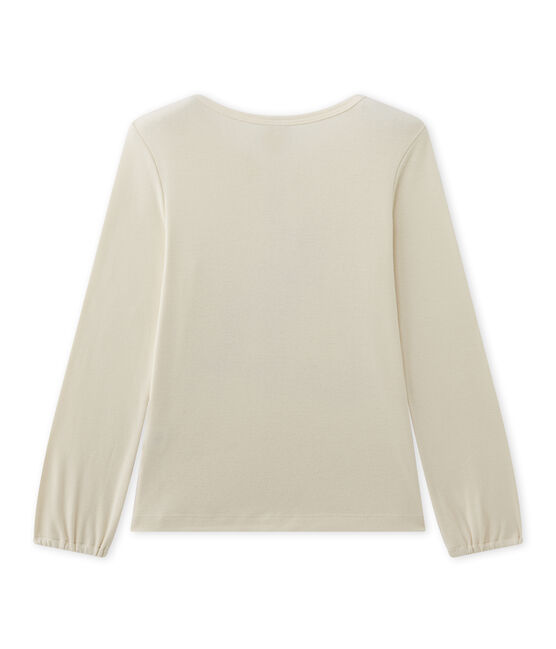 T-shirt manches longues fille à motif beige COQUILLE/rouge FROUFROU