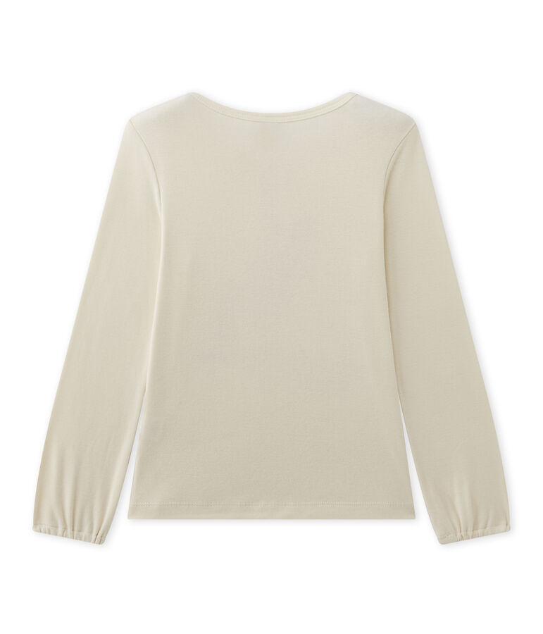 T-shirt manches longues fille &agrave; motif blanc/rouge