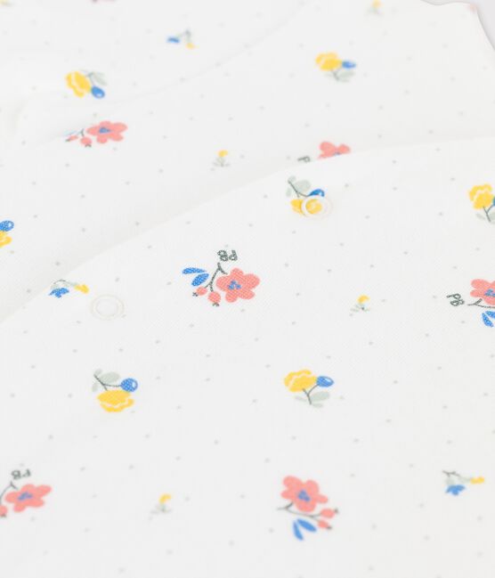 Combinaison longue imprimée en tubique bio bébé blanc MARSHMALLOW/ PAPAYE