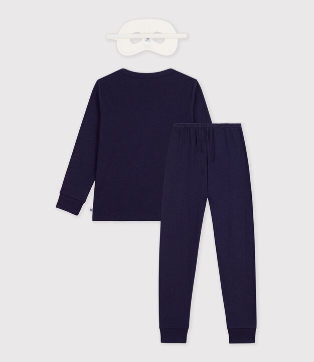 Pyjama d&eacute;guisement squelette enfant en coton bleu marine