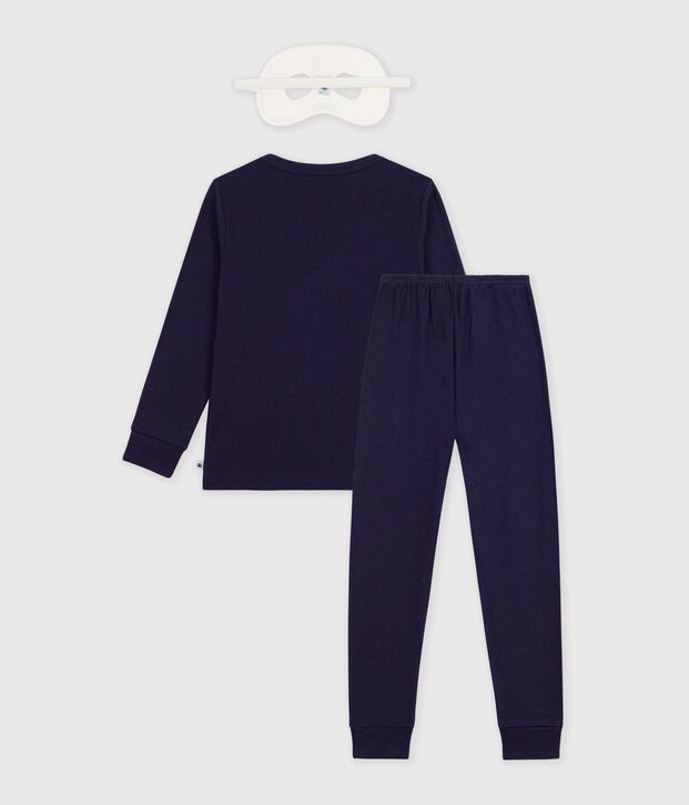 Pyjama d&eacute;guisement squelette enfant en coton bleu marine