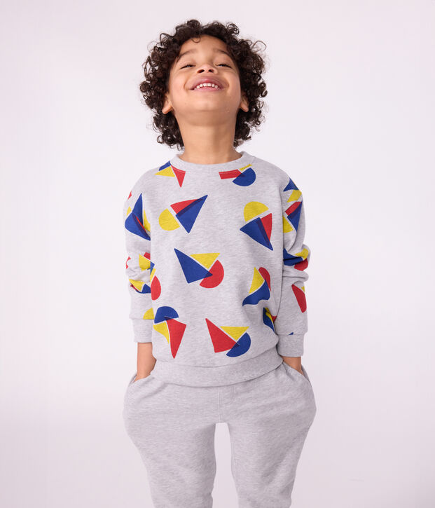Sweatshirt enfant en coton imprim&eacute; gris/multicouleur