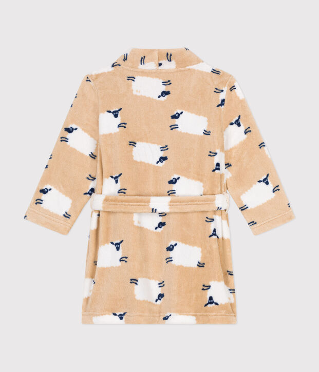 Robe de chambre en polaire imprim&eacute;e enfant beige/multicouleur