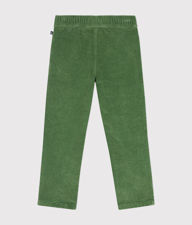 Pantalon droit en velours enfant gar&ccedil;on vert