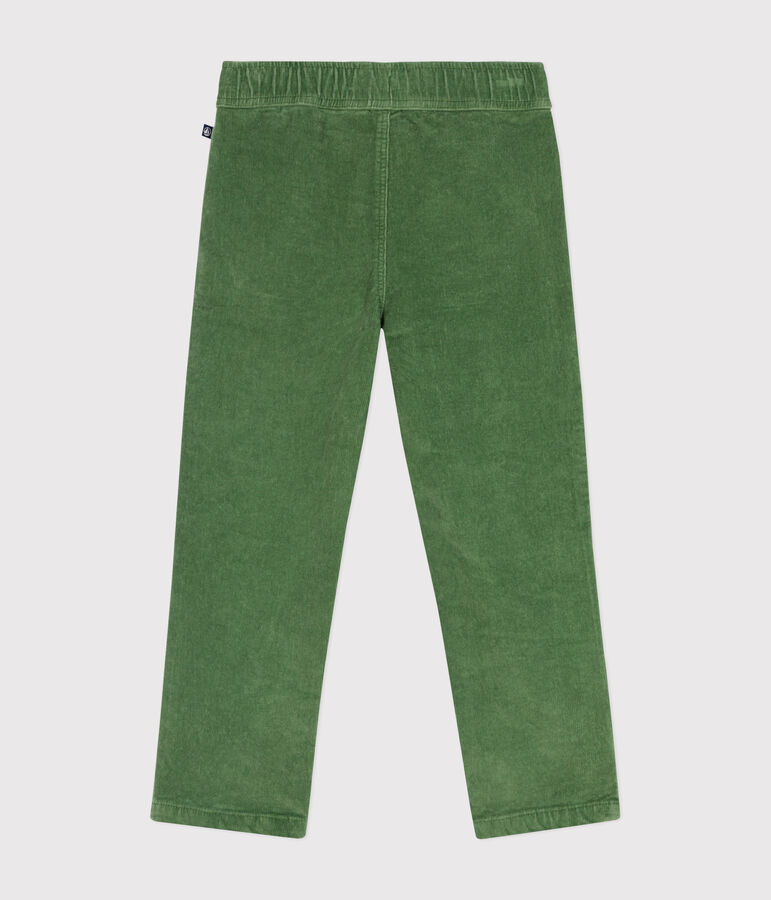 Pantalon droit en velours enfant gar&ccedil;on vert PALMERAIE