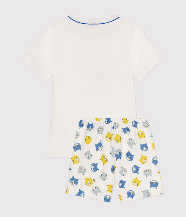 Pyjama short en coton enfant blanc/multicouleur