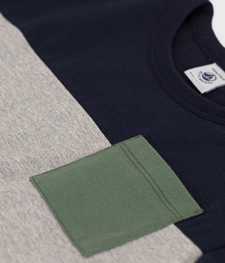 Tee-shirt en jersey enfant gar&ccedil;on bleu SMOKING/blanc MULTICO