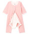 Bodyjama sans pieds bébé fille en côte rose CHARME/blanc MARSHMALLOW