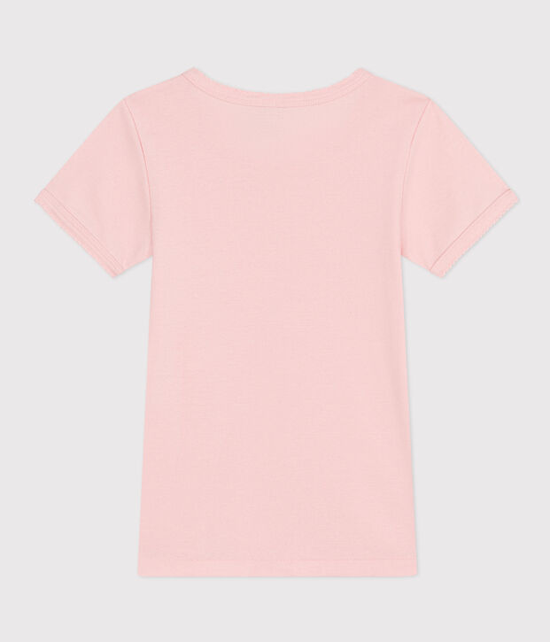 Tee Shirt manches courtes en coton petite fille rose