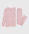 Pyjama enfant en coton jambes très ajustées imprimé fleurs rose JOLI/blanc MULTICO