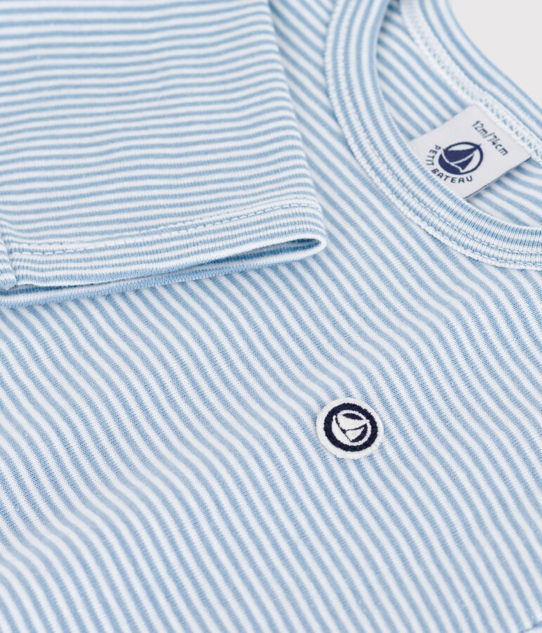 Tee-shirt b&eacute;b&eacute; en coton &agrave; manches longues, ray&eacute; ADRIATIC/ MARSHMALLOW