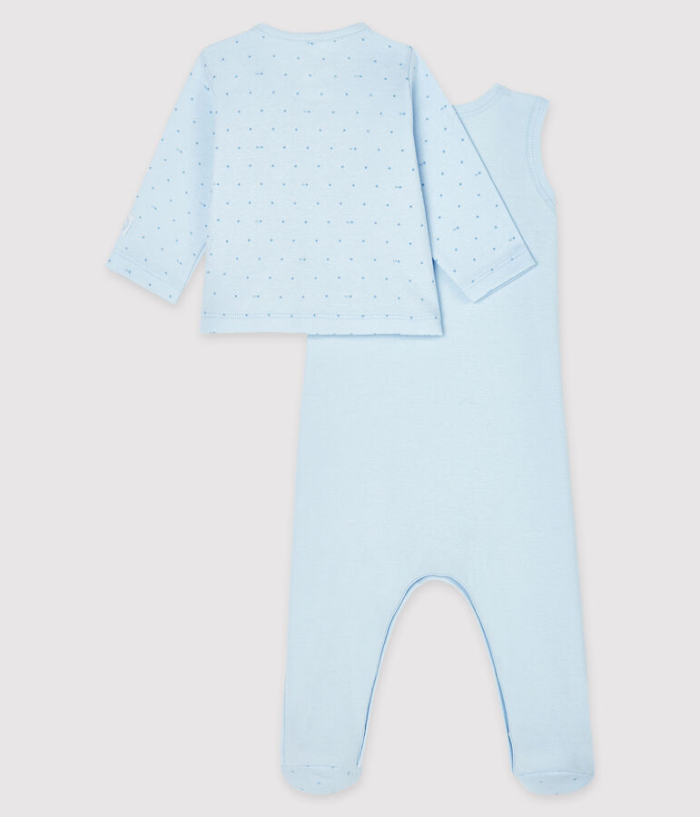 Ensemble b&eacute;b&eacute; 2 pi&egrave;ces en c&ocirc;te bleu FRAICHEUR/bleu ACIER