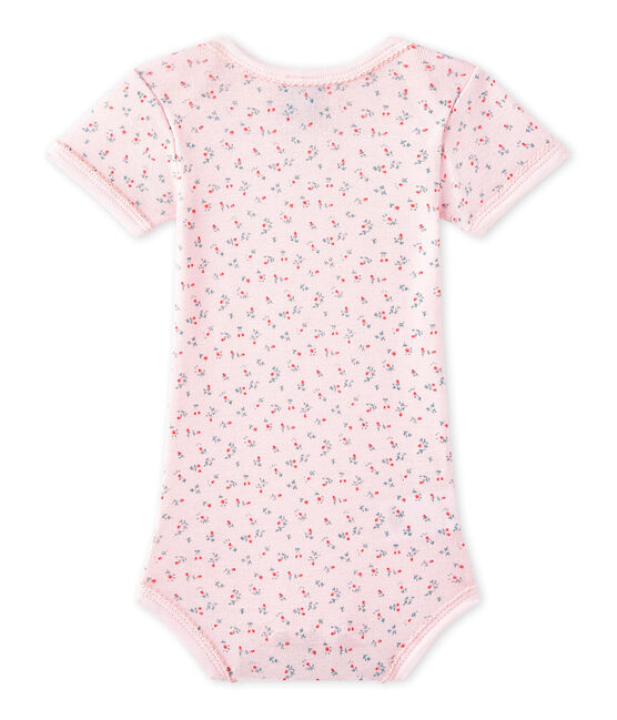 Body bébé fille manches courtes imprimé rose VIENNE/blanc MULTICO