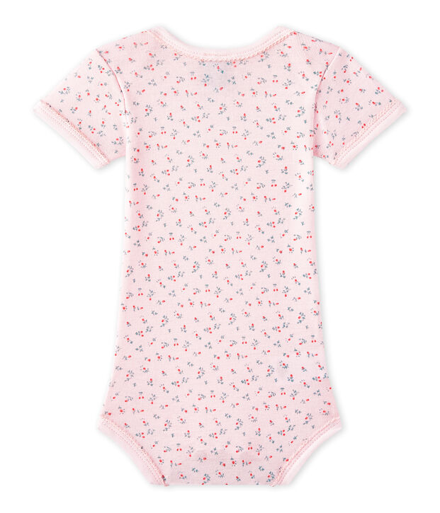 Body b&eacute;b&eacute; fille manches courtes imprim&eacute; rose/multicouleur