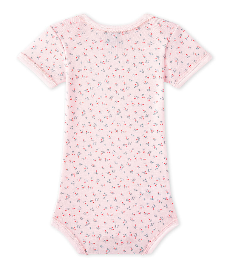 Body b&eacute;b&eacute; fille manches courtes imprim&eacute; rose VIENNE/blanc MULTICO