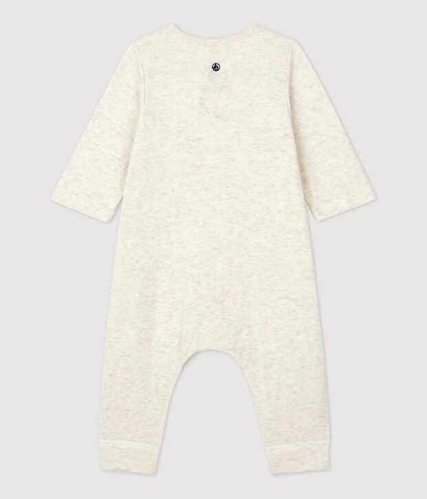Combinaison longue unie en tubique bio b&eacute;b&eacute; beige chin&eacute;
