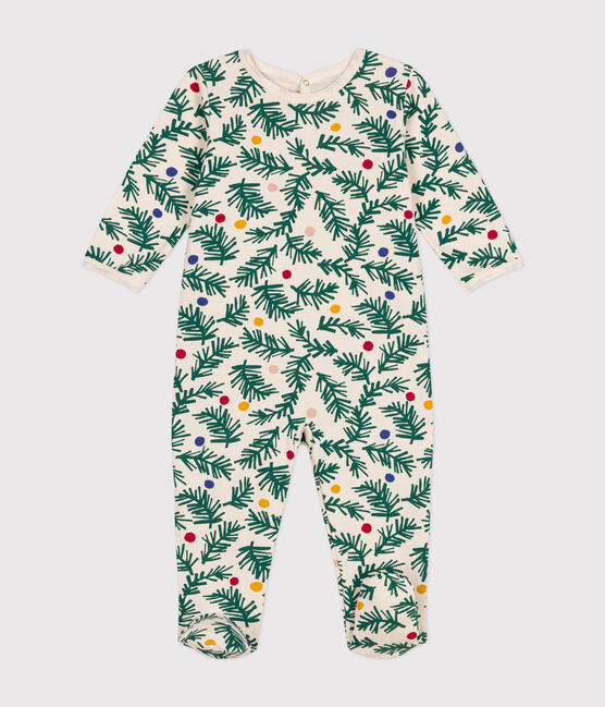 Pyjama en molleton gratté imprimé sapin de Noël bébé blanc AVALANCHE/ MULTICO