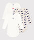 Lot de 3 bodies manches longues baleines bébé en coton