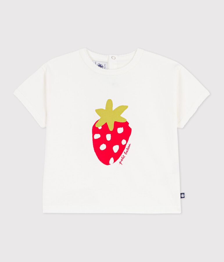 Tee-shirt b&eacute;b&eacute; en coton &agrave; manches courtes &agrave; motif blanc MARSHMALLOW