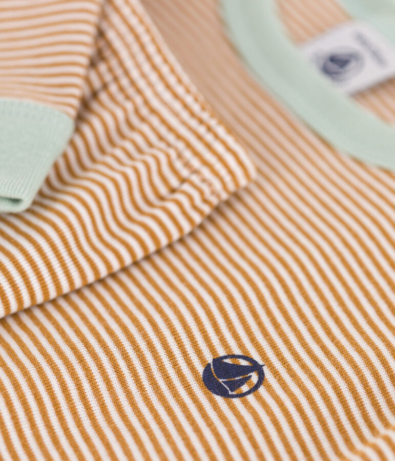 Pyjama en coton ray&eacute; enfant marron CUIVRE/ MARSHMALLOW