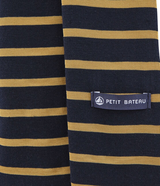 Echarpe rayée et satinée pour femme bleu SMOKING/jaune BRINDILLE SATIN