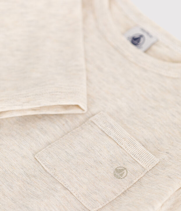 Tee-shirt manches longues en jersey fin b&eacute;b&eacute; beige chin&eacute;