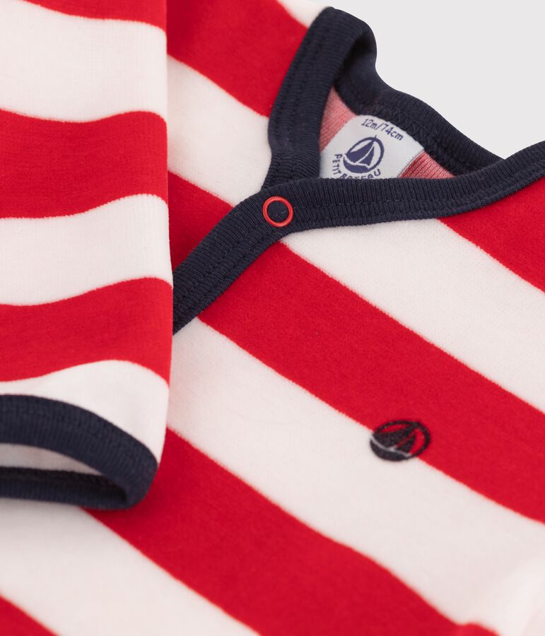 Dors-bien b&eacute;b&eacute; gar&ccedil;on en velours &agrave; rayures rouges rouge FROUFROU/blanc MARSHMALLOW