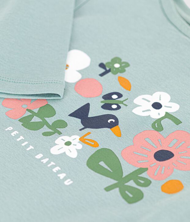 Tee-shirt manches longues en c&ocirc;te enfant fille vert