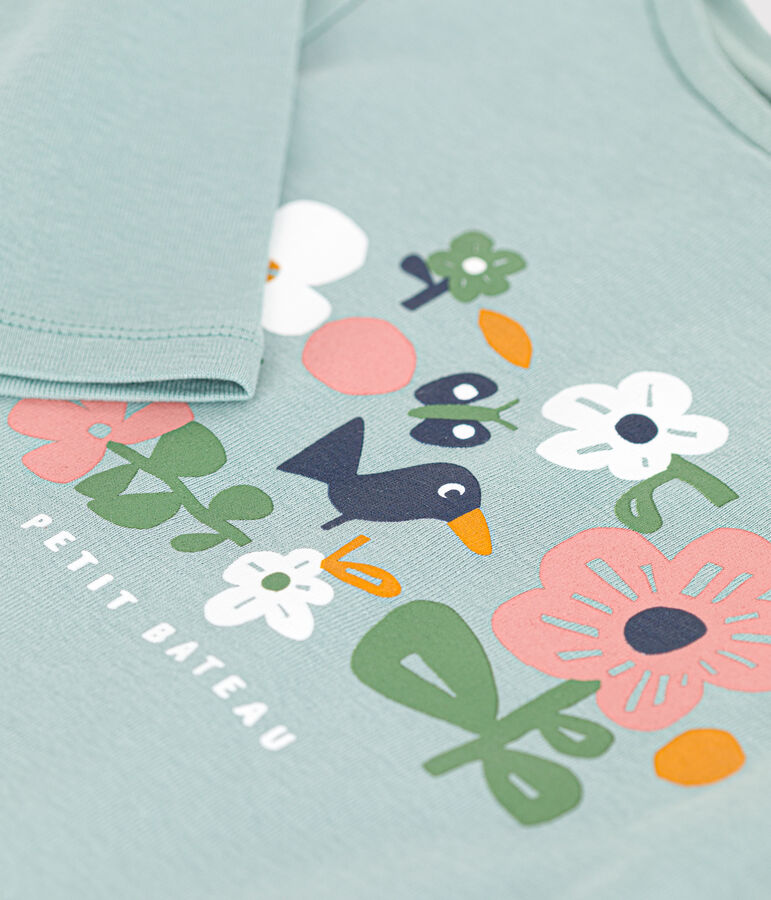 Tee-shirt manches longues en c&ocirc;te enfant fille vert