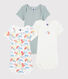 Lot de 3 bodies manches courtes chat coloré bébé en coton biologique