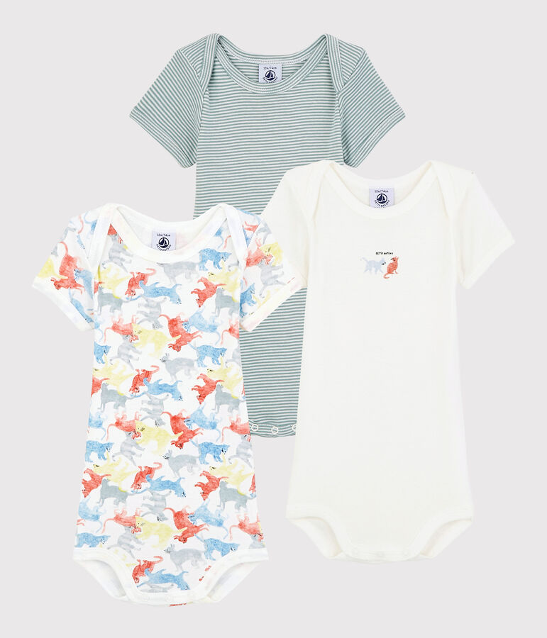 Lot de 3 bodies manches courtes chat color&eacute; b&eacute;b&eacute; en coton biologique variante 1