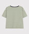 Tee-shirt le Boxy en coton rayé femme vert CROCO/ AVALANCHE